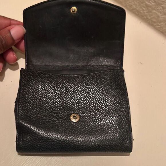 Chanel Caviar Leather Bifold Wallet With Coin Pouch Black Classic CC Big Logo - Picture 4 of 13